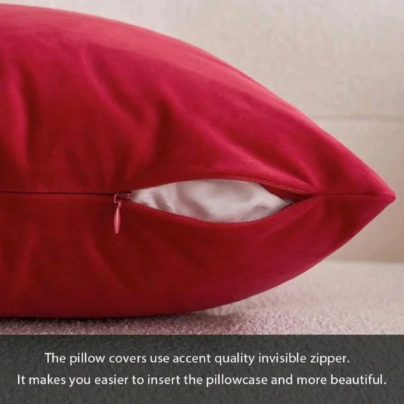 Festive Velvet Red Throw Pillow Cover - Picture 2 of 5